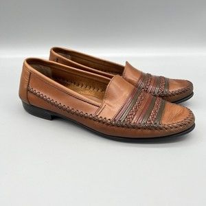 Giorgio Brutini Mens Shoes 8D Le Glove Loafers Brown Leather Woven Tri-Color